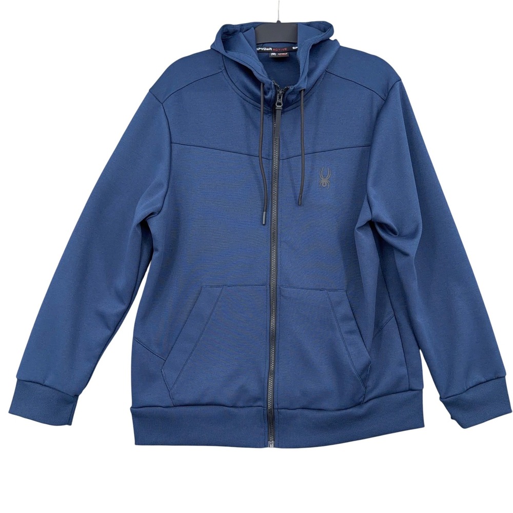 Spyder Active Full Zip Hoodie Mens Large Polyester Rayon Blue